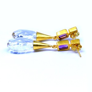 Los últimos pendientes de abalorio para mujer, estilo clásico, Plata de Ley 925 con piedras preciosas de peridoto y amatista chapadas en oro para bodas - Product Image 5
