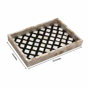 Bandeja DE SERVICIO DE MADERA MDF de alta venta con concha decorativa, decoración única para el hogar con incrustaciones para servir comida en hoteles y restaurantes - Product Image 5