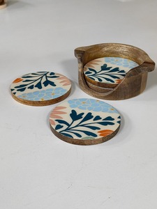 Posavasos modernos de madera de mango, alfombrillas y almohadillas ecológicas hechas a mano únicas, perfectas como regalo, posavasos con estampado de madera natural y esmalte - Product Image 6