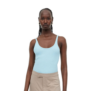 Top vente femmes 100% coton bleu glace couleur encolure dégagée sans manches haut d'été à vendre femmes gilets élégants - Product Image 1