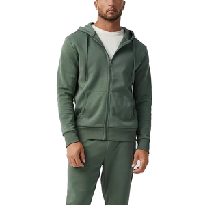 เสื้อฮู้ดซิปแบบมีเชือกผูก รุ่นขายดี แบบเรียบ ไม่มีลาย ทรงปกติ ผ้าฟลีซ ซิปคุณภาพสูง สำหรับผู้ชาย ผ้าฝ้ายผสม - Product Image 1