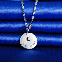 En stock Collier moderne pour couple en argent S925, motif lune brillante, bijoux occidentaux pour femme