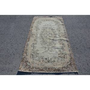 Tapis Vintage Turc Beige Marron 3.6 X 6.7ft Laine Écologique Traditionnel Grande Surface Abstraite Patchwork Rectangle Design Latex - Product Image 1