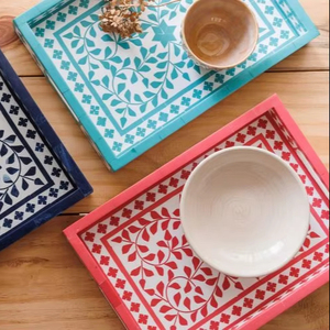 Plateau en nacre élégant avec cadre en bois pour plateau de nourriture serveur de chocolat ou panier cadeau - Product Image 1