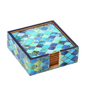 Dessous de verre en pierre MDF et MOP et formes de fleurs de fête Dessous de verre en bois MDF pour pays occidental pour accessoires Emballage d'autocollants PCS - Product Image 2