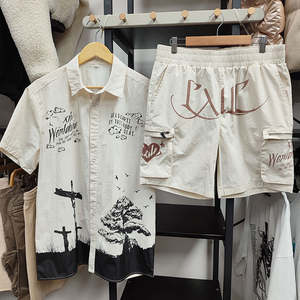 Conjunto Deportivo de Verano para Hombre, 2 Piezas, 100% Algodón, Sudadera con Capucha y Pantalones Cortos, Conjunto de Camiseta y Pantalones Cortos - Product Image 5