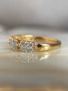 Bague de promesse en or jaune 14K avec diamants en cluster cultivés en laboratoire, sertissage pavé, diamant taillé tendance, unisexe, cadeau de fête, mariage - Product Image 2