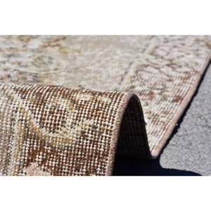 Alfombra turca Vintage Beige clásica, 5,3x9,2 pies, diseño de retazos de lana hecho a mano, respaldo de látex para cabecera, patrón de pasillo rectangular - Product Image 5