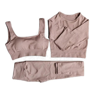 Conjunto de Yoga con patrón sólido Reversible para mujer, mallas de compresión elásticas de talla grande, transpirables para uso en exteriores - Product Image 1