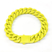 Bracelet cubain coloré en acier inoxydable avec émail, prêt à être expédié pour les vendeurs en ligne sur Shopify (vente en gros)