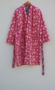 Hecho a mano indio acolchado bloque estampado Reversible Kantha Robe estilo Kimono japonés chaqueta de invierno multicolor cinturón de corbata Casual - Product Image 5