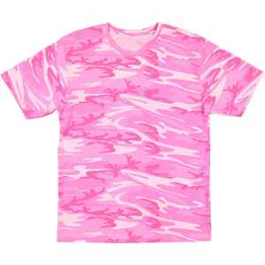 Camiseta de camuflaje Rosa Woodland para jóvenes, camiseta de camuflaje de manga corta con cuello redondo de algodón 100%, camiseta duradera y transpirable para exteriores - Product Image 1