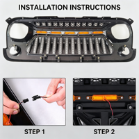Grille avant noire Wind Winner avec cinq fenêtres à feux de positionnement ambre pour Jeep Wrangler JK