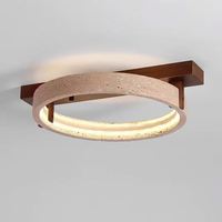Plafonnier LED de style Wabi-sabi japonais, grand anneau circulaire créatif en travertin jaune, design de designer pour chambre à coucher
