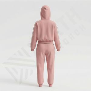 Conjunto Deportivo de Dos Piezas con Capucha para Mujer, Logotipo Personalizado, Poliéster Sólido, 100% Poliéster, Impresión Personalizada, Precio Razonable - Product Image 2