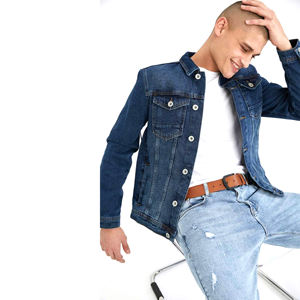 Veste de travail décontractée de haute qualité pour hommes veste de printemps en denim à la mode en gros grande poche couleur unie fabriquée au Pakistan délavé - Product Image 1