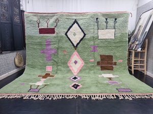 Vert pistache touffeté Beni Ourain tapis Unique marocain tapis personnalisé Boho géométrique à la main confortable Funky tapis prix de gros - Product Image 6