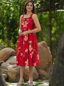 ชุดเดรสลำลองสไตล์โบฮีเมียนสำหรับผู้หญิงชุดเดรสผ้าฝ้ายพิมพ์ลายดอกไม้สำหรับใส่ในฤดูร้อนชุดของขวัญที่สมบูรณ์แบบสำหรับผู้หญิง - Product Image 3