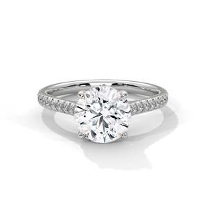 Bague de fiançailles en diamant de laboratoire rond, 2 carats, clarté VVS, diamants de laboratoire centraux et latéraux, or massif 14K/18K, rose, jaune ou blanc - Product Image 3