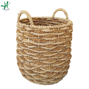 Cesto de lavandería de mimbre natural con asas, cesta de almacenamiento de fibra vegetal, organizador de ropa tipo suelo para sala de estar y baño - Product Image 5