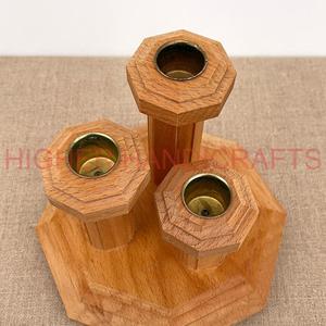 Candelabro de Madera Sólida de Tres Velas, Diseño Rústico, Hecho a Mano, Tamaño Personalizado, Directo de Fábrica, Premium, para Navidad - Product Image 2
