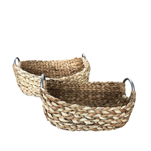 Lot de 2 paniers de rangement en jacinthe d'eau naturelle, faits à la main au Vietnam, modèle Bao Minh D1693, pour usage domestique – Vente en gros à prix réduit - Product Image 2