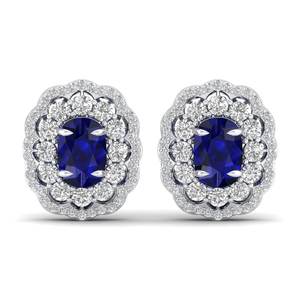 REYES Customizable 14K Gold IGI Certified <b>Diamond</b> Screw Back Stud <b>Earrings</b> Cushion Cut 4.95Ct <b>Blue</b> Sapphire Gemstone Jewelry - Product Image 4