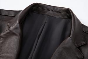 men's casual, fashionable and handsome leather <b>jacket</b> suitable for traveling, <b>cycling</b>, motorcycle <b>jacket</b>, single button - Product Image 3