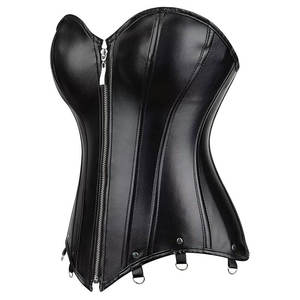 Top Trending Black Pvc <b>Corset</b> body Shaper Satin Under bust <b>Corset</b> With <b>Steel</b> <b>Boned</b> Leather Waist Cincher Sexy Mature <b>Corset</b> - Product Image 2