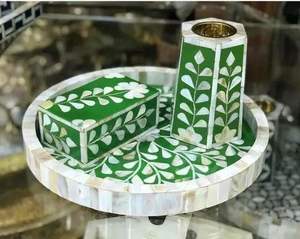 Brûleur d'encens arabe vintage Style moyen-orient en bois de table Bakhoor titulaire mère perle incrustation thé Rose parfum pour religieux - Product Image 1