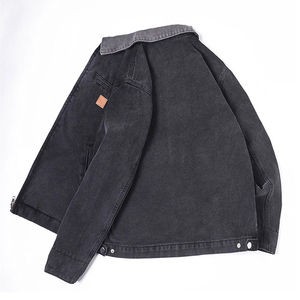 2025 Spring Plus Size <b>Men's</b> Denim Jacket Stand Collar Two <b>Way</b> Zipper Loose Jacket Distressed Vintage Washed jacket for <b>men</b> - Product Image 4