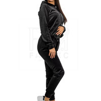 Ensemble de survêtements courts d'hiver en velours pour femmes, couleur noire, élégant, deux pièces, avec dentelle