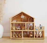 Rumah boneka rotan buatan tangan, rumah mainan anyaman alami untuk kamar anak, kamar ANAK & Dekorasi Rumah