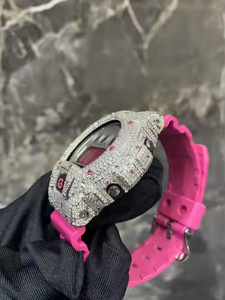 นาฬิกาดิจิทัลสำหรับผู้ชายสไตล์สปอร์ตเพชรมอยส์ซอไนต์ประดับเพชรเป็นประกายสายรัดยางปรับได้ - Product Image 3