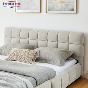 เตียงขนาดคิงไซส์ทันสมัยผ้ากำมะหยี่นุ่มพร้อมโครงสร้างไม้ทันสมัยเฟอร์นิเจอร์ห้องนอน - Product Image 2