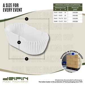 Gobelet à pâtisserie en papier compostable à double paroi ondulée ovale blanc personnalisable, fabriqué en Italie, résistant à la graisse, pour l'emballage de la restauration rapide - Product Image 4