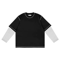 T-shirt personnalisé pour homme, 100% coton polyester/laine peignée, motif vintage, double couche, manches longues, séchage rapide, respirant