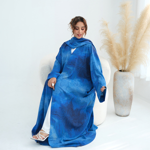 Ensemble <span class=keywords><strong>Kimono</strong></span> Abaya Ouvert en Polyester pour Femmes Loriya 2026, Motif Marbre, Hijab, Vêtement Islamique Modeste, Léger, Séchage Rapide, Tenue Quotidienne Décontractée, EID - Product Image 4
