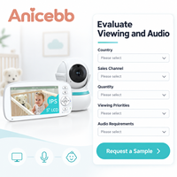 Anicebb Pan Tilt Video Bebek Monitörü 5 İnç LCD 1280x720 Kamera Uzaktan Görünüm Ayarı Çift Yönlü Ses FHSS Kreş için