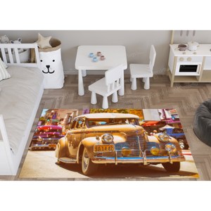 Alfombra con Estampado de Auto Clásico, Diseño Chevrolet KA 1940, Tacto Suave para Cuarto de Niño, Alfombra de Tapiz - Product Image 4