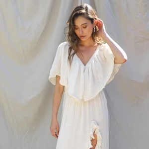 Robe grande taille pour femmes Robe longue décontractée de couleur unie Col en V à manches 3/4 avec ceinture Robe confortable et élégante - Product Image 1