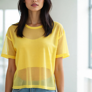 Camisetas transparentes para mujer, camisetas transparentes sexis para mujer, camisetas transparentes de malla transparente para mujer - Product Image 6