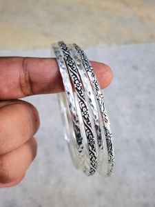 Vintage 4-Piece Flower Texture Vintage Bahamian Bracelet <b>Set</b> 925 Sterling Silver Plated Stackable Women's Gifts Christian - Product Image 2