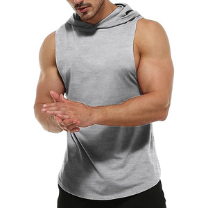 OEM Pull-over sans manches teint uni pour hommes, sweat-shirt à capuche d'automne en polaire avec fermeture à glissière, design de support doublé, vente en gros - Product Image 1