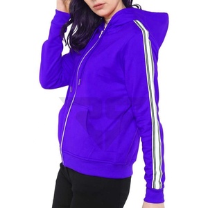Nueva llegada al por mayor personalizado OEM de punto liso mujeres sudaderas con capucha ropa de gimnasio cremallera completa mujeres sudaderas con capucha - Product Image 3