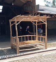 Gazebo de Estilo Indonesio para Exteriores, Fabricado con Ramas de Teca Ecológicas Tratadas a Presión, Pérgola Clásica Hecha a Mano, Muebles para Jardín y Hogar