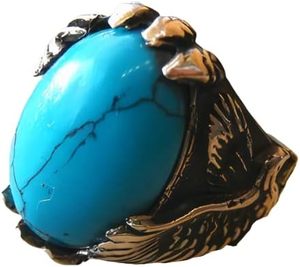 Anillo de Plata de Ley 925 con Turquesa Natural, Piedra Natal de Diciembre, Joyería para el Día del Padre, Novedad al por Mayor - Product Image 1