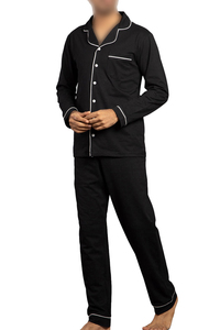 Pyjama en satin de soie 100% luxueux et respirant pour homme, chemise de nuit à boutons, pantalon de détente - Product Image 6