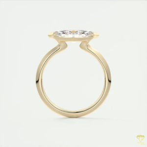 East West Contemporary Vintage Bague de fiançailles Marquise Lab Grown Diamond Half Bezel Solitaire Cadeau d'anniversaire pour elle - Product Image 3