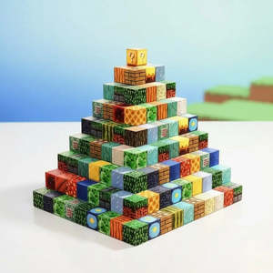 Blocs de construction magnétiques pour Minecraft, jouets en plastique, matériau magnétique personnalisé, certifié EN71, éducatif, 100 pièces - Product Image 1